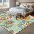 thumbnail image 4 of Large Area Rugs for Living Room Bedroom, Teal Green Boho Floral 8'x10' Rug Washable Carpet Runner Indoor Outdoor, Vintage Farmhouse Ethnic Flowers Non Slip Floor Mats Rug for Kitchen, Patio, 4 of 8