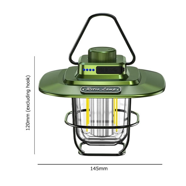Linterna LED para acampar, recargable, portátil, para exteriores, luz de tienda de campaña de emergencia (verde) Ndcxsfigh Para Estrenar