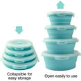 thumbnail image 2 of Silicone Collapsible Food Storage Containers-Prep/Storage Bowls with Lids – Set of 4 Round Silicone Lunch Containers – Microwave and Freezer Food Containers (Blue), 2 of 8