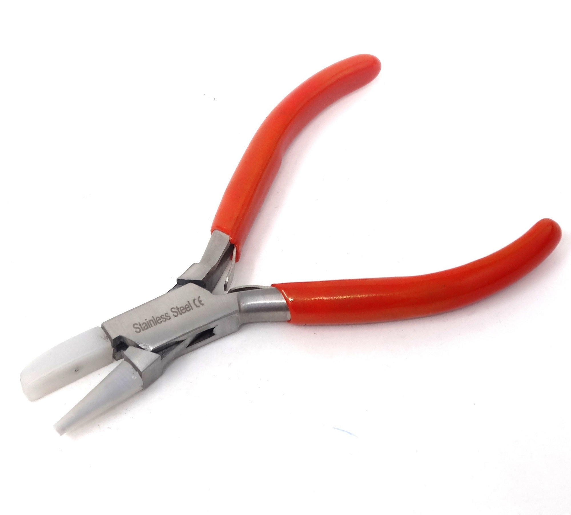 The Beadsmith Slim Line Serrated Chain Nose Pliers, 4.75 inches (120mm)  with Polished Steel Head, red PVC Comfort Grip Handle with Double-Leaf  Spring