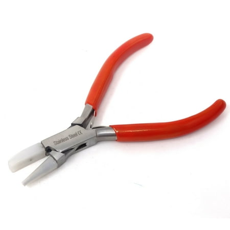 

Round Flat Nose Nylon Jaw Plier 4-1/2 Wire Working Jewelry Pliers with Removable Caps Stainless Steel Wire Straightening Tool and Cushion Grip