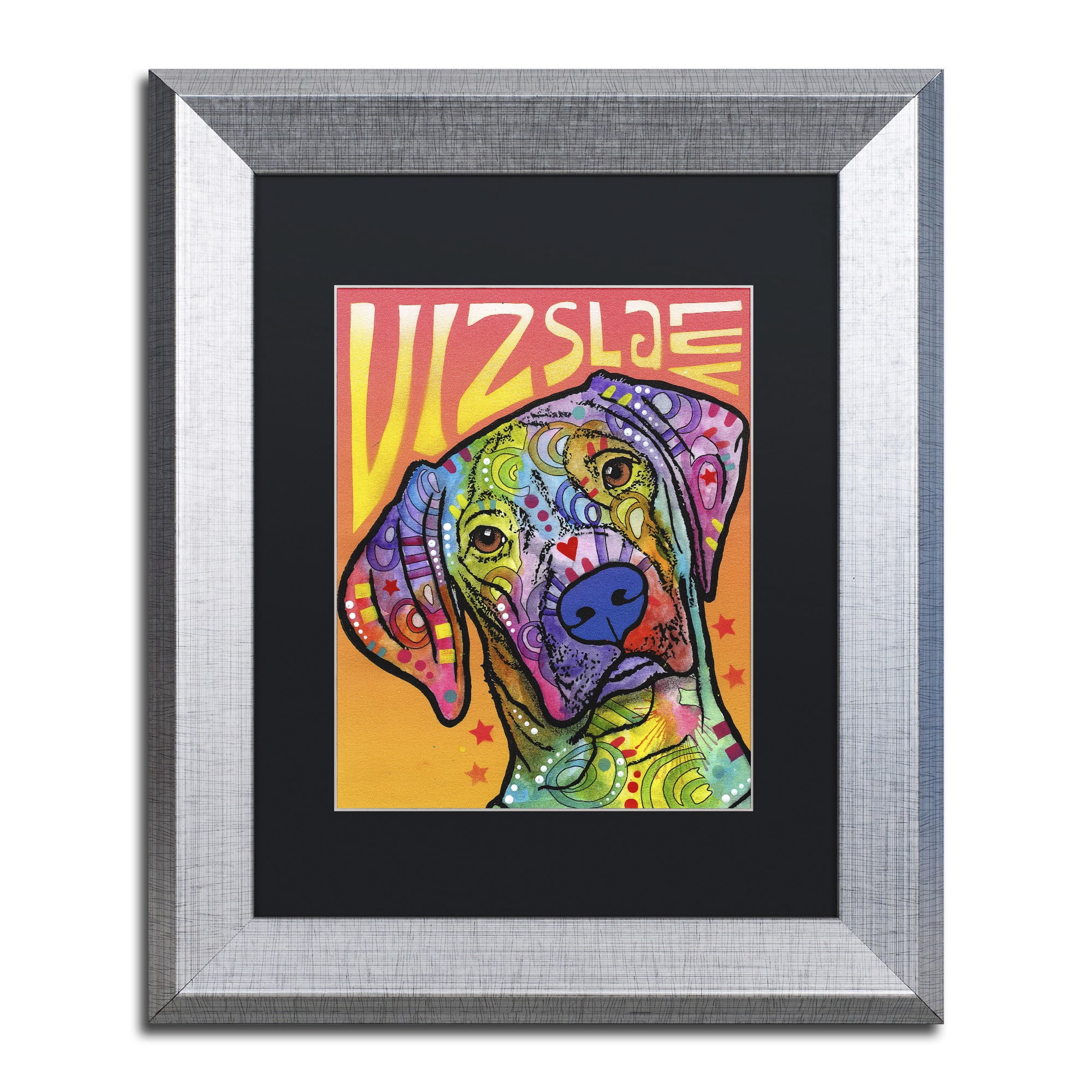 Trademark Fine Art 'Vizsla Luv' Canvas Art by Dean Russo, Black Matte, Silver Frame