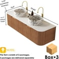 thumbnail image 2 of 60 inch Bathroom Vanity with Double Sink, Floating Bathroom Vanities with Ultra-Thin Marble Basin and Countertop, 2 Large Soft-Closing Storage Drawers, Pre-Assembled Cabinet, Nature Wood, 2 of 7