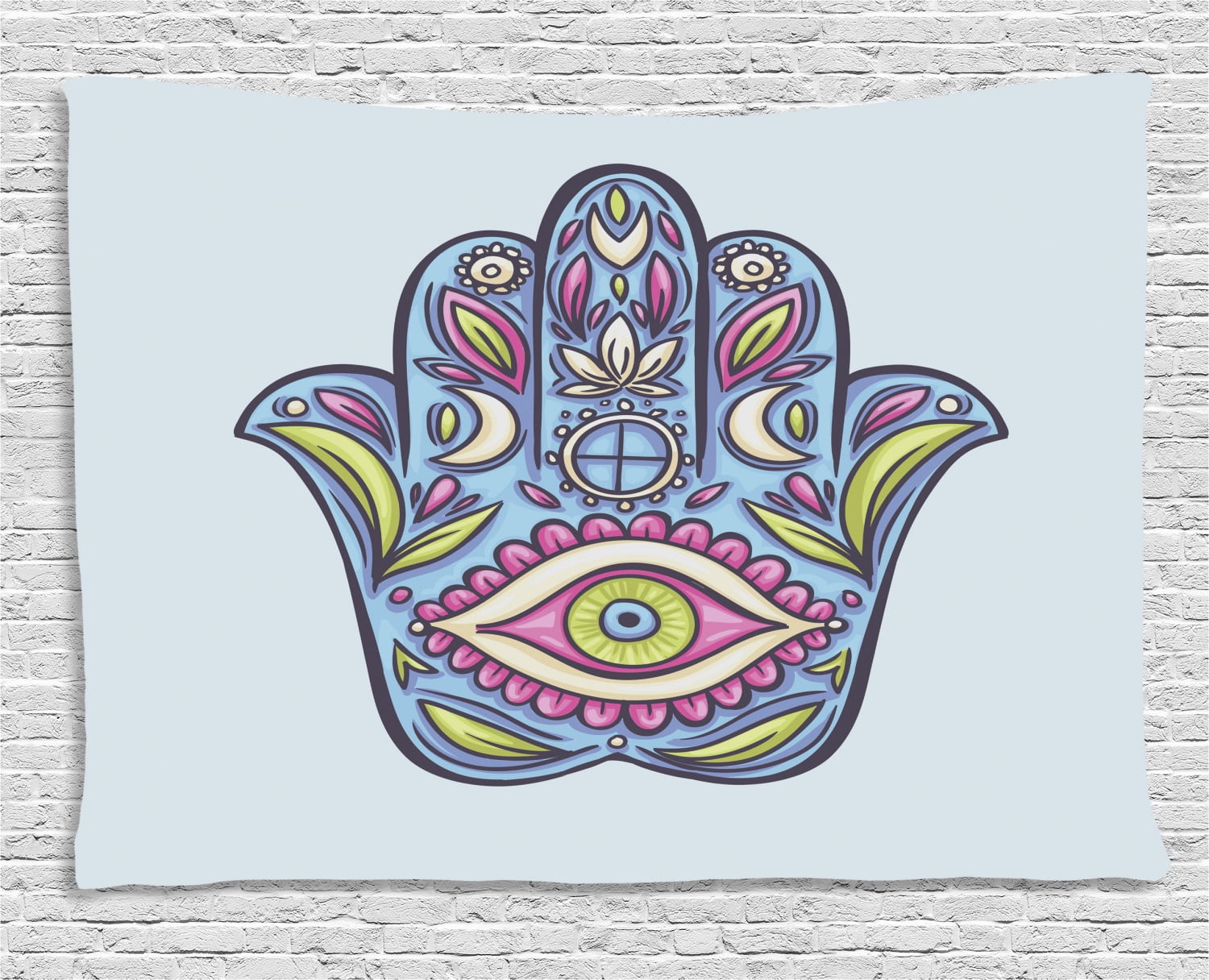 Evil Eye Tapestry, Doodle Hamsa Hand Symbol Traditional All Seeing Eye ...