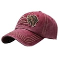thumbnail image 1 of PMVFHDE Casquette de Baseball Unisexe Style Patch Lettre Rétro Délavé Bord Incurvé pour Hommes et Femmes Rouge Brique, 1 of 3