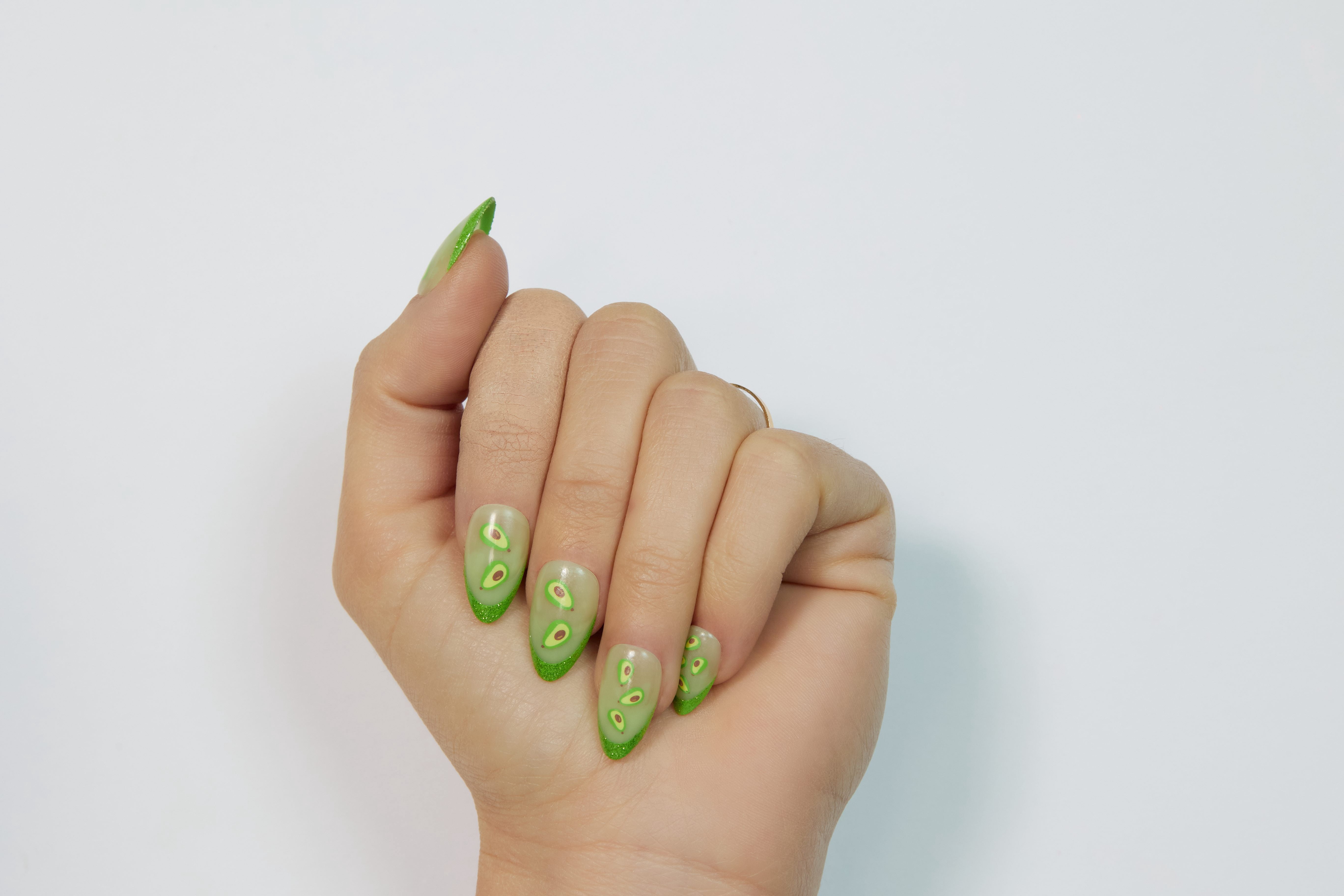 PaintLab Short Almond Press On Nails, Holy Guacamole, Green, 30 Count