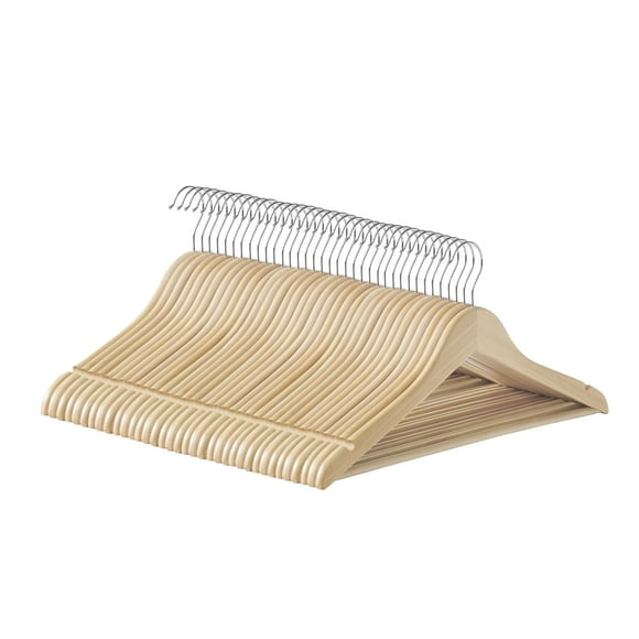 Perchas de madera SONGMICS, 36 unidades, antideslizantes, color beige natural