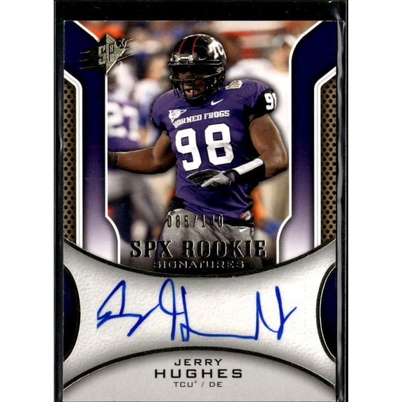 Collectible 2010 Upper Deck SPx Football Jerry Hughes Auto #150 085/140 TCU Horned Frogs Autograph TCU Horned Frogs NCAA Autographed Football Trading Card