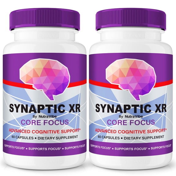 (2 Pack) Synaptic XR Core Focus, Think Faster Be Smarter with SynapticXR, Maximum Strength Formula for Overall Cognitive Health, All Natural Brain Supplement, Reviews (120 Capsules)