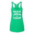 thumbnail image 2 of Wild Bobby, Fueled by Jesus and Coffee Funny Christian | Womens Inspirational/Christian Premium Tri-Blend Racerback Tank Top, Envy, Large, 2 of 3