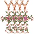 thumbnail image 1 of Cadenas Catolicas EternalTwist01 4Pzas Oro Rosa Collar Cruz/Flores Dije 2x3.2cm Metal., 1 of 4