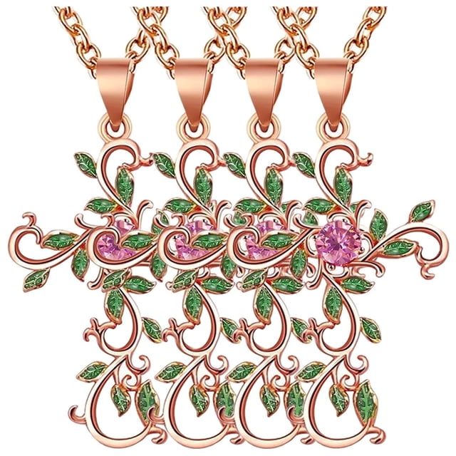 Cadenas Catolicas EternalTwist01 4Pzas Oro Rosa Collar Cruz/Flores Dije 2x3.2cm Metal.