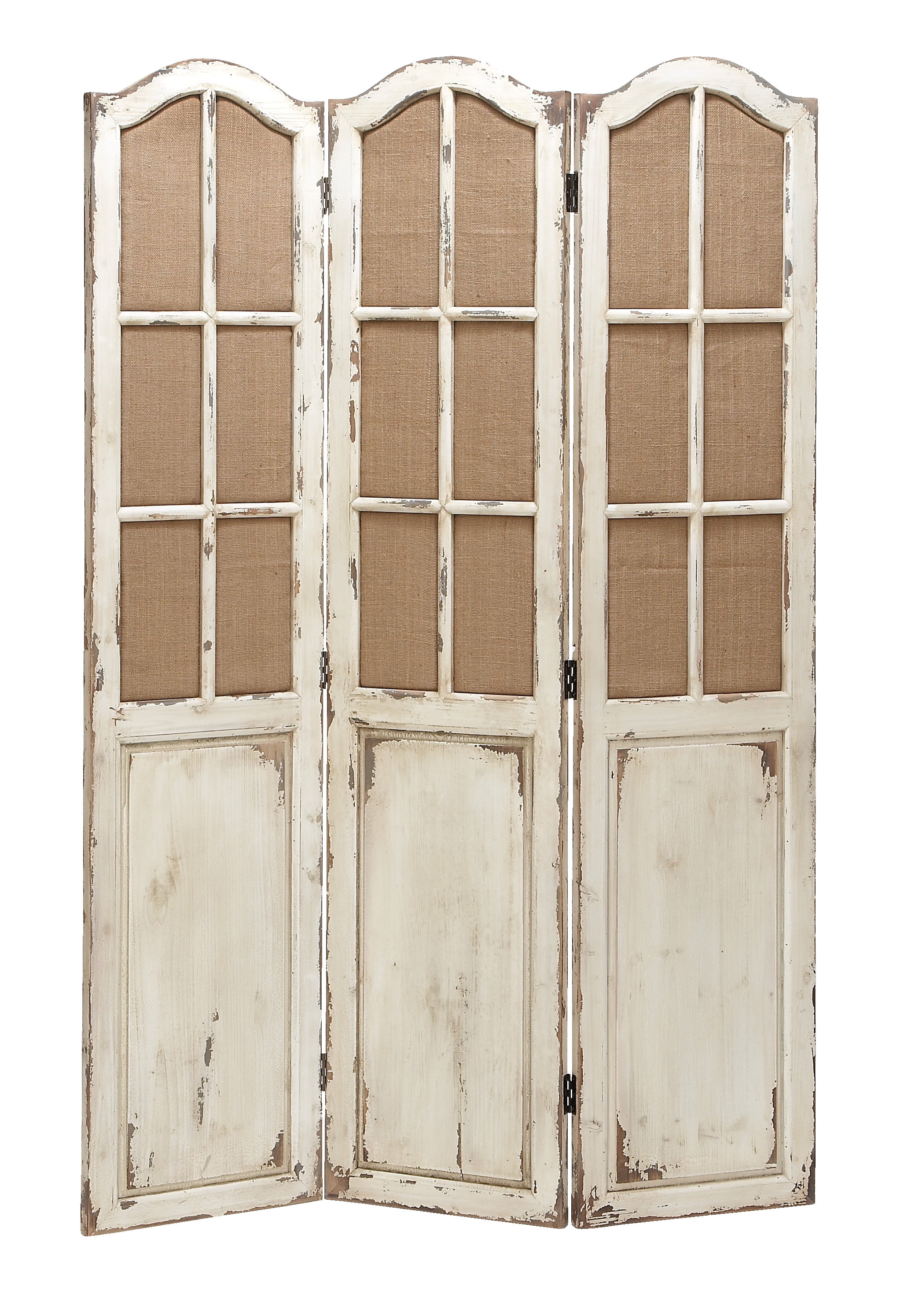 DecMode Wood Farmhouse Room Divider, Beige, 71"H