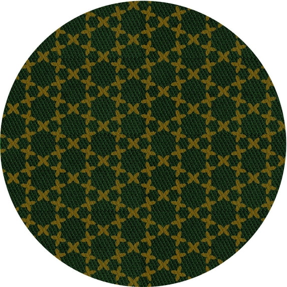 Ahgly Company Indoor Round Patterned Night Black Area Rugs, 5' Round