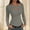 Gray, variant on EchfiProm T-Shirts for Women Notch Neck Ribbed Tops Black Slim Pullover Trendy Solid Ladies Long Sleeve