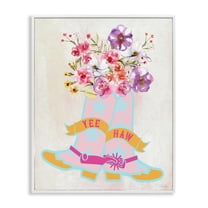 Stupell Industries Yee Haw Floral Cowgirl Plants & Flowers Painting White Framed Art Print Wall Art, 11 x 14