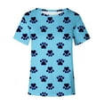thumbnail image 4 of Otvok Womens Fashion Dog Paw Print Short Sleeve Out Blouse Funny Round Neck T-Shirt, 4 of 6