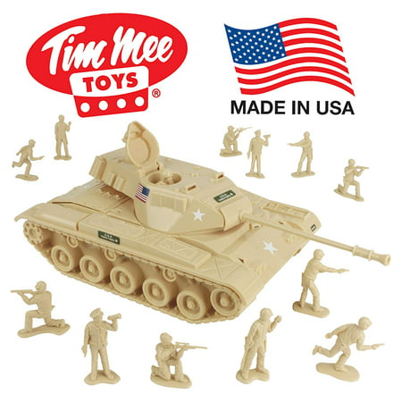 TimMee Toy Walker Bulldog TANK Playset- Desert Tan 13pc - Made in
