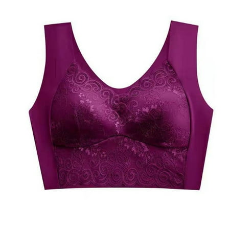 

MIASHUI Bras for Women Women Fashionable Solid Color Flower Lace Trackless Gathering Sports Underwear