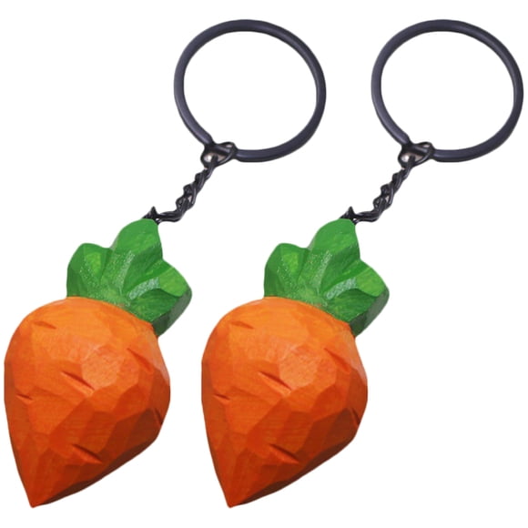 Shisuyan 2 Pcs Pendentif Carotte en Bois Porte-Clés Charme Porte-Clés Pendentif Sac à Main Décoration de Sac à Dos