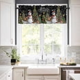 thumbnail image 3 of Black Christmas Kitchen Curtains and Valances Set, Snowman Xmas Tree Elk Snowflake Rod Pocket Window Valance 18 Inch Window Curtain Panels for Living Room Bedroom Laundry, 27.5x24in, 3 Pieces, 3 of 7