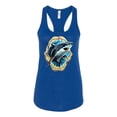 thumbnail image 2 of Ocean Shark Big Mouth Ladies Racerback Tank Top, Royal, Medium, 2 of 3