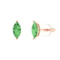 thumbnail image 2 of 1.0 Ct Marquise Cut Studs Green Crystal 18K Rose Solid Gold Everyday Dainty Earrings Push Back, 2 of 7
