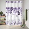 thumbnail image 6 of No Hook Shower Curtain, Purple Shower Curtains for Bathroom with See Through Top Window, Eucalyptus Leaves Waterproof & Washable Bath Curtain Extra Long 72"x84", 6 of 9