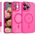 thumbnail image 1 of SHIQI-iPhone 15 Pro Max Case with MagSafe, Phone Case iPhone 15 Pro Max Magnetic Slim Thin Translucent Matte Back Shockproof Anti-Yellow Protective Cover Case for iPhone 15 Pro Max Pink Red, 1 of 4
