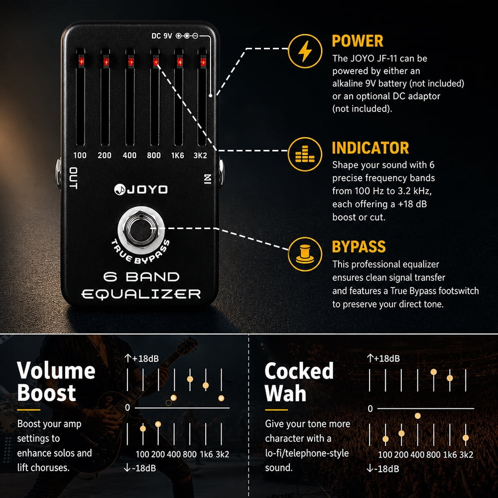 JOYO JF-11 6 Band EQ Pedal Equalizer ±18dB Guitar Effect Pedal