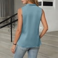 thumbnail image 2 of Daznico Women's V-Neck Sleeveless Satin Blouse with Button Detail Casual Elegant Top,XL, 2 of 5