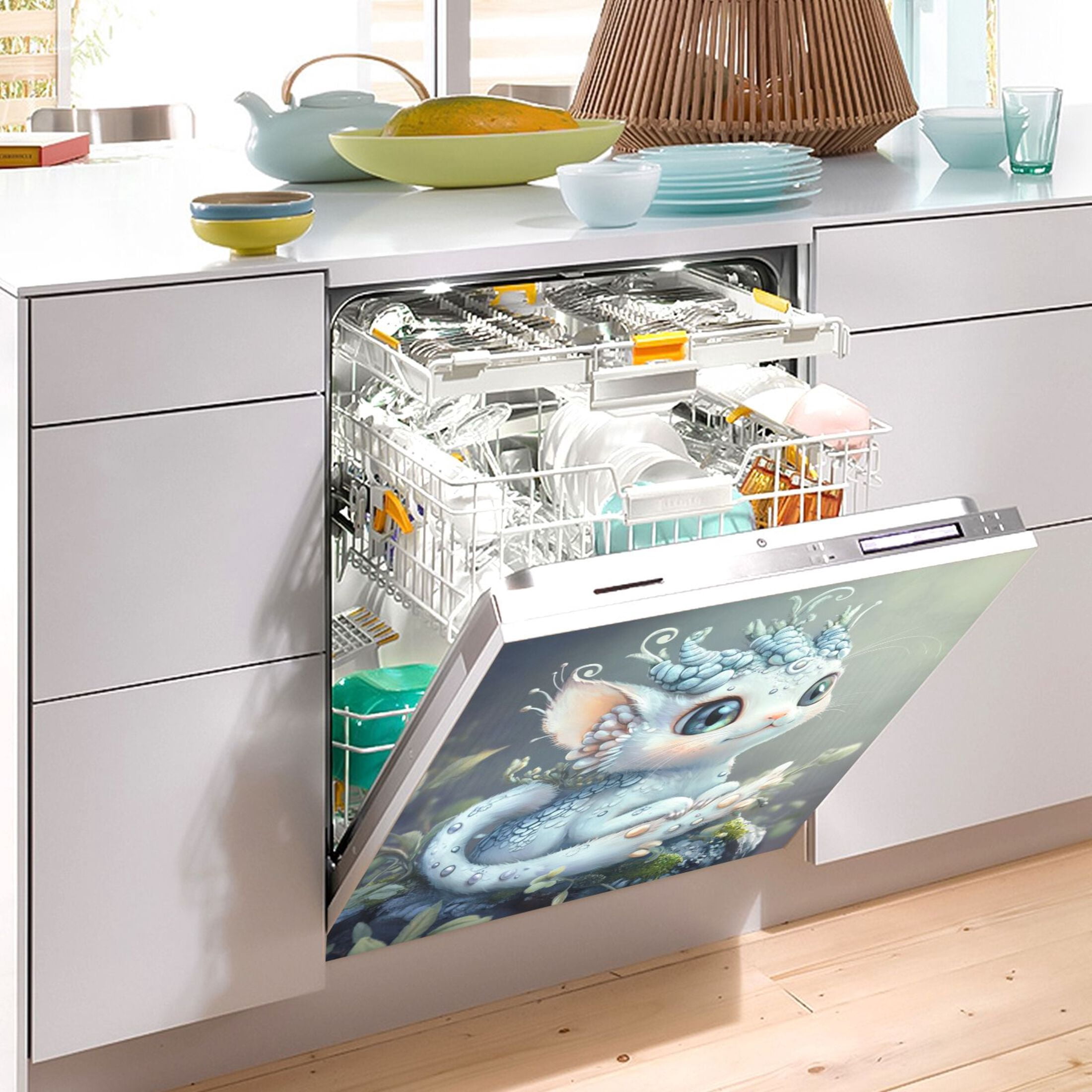 Dishwasher Magnetic Sticker 23x26 Inch Refrigerator Magnetic Sticker Washing Machine Magnetic Sticker Kitchen Panel Magnetic Sticker Home Decor Super Cute Dragon