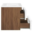 thumbnail image 3 of Wall Mount Sink Vanity Cabinet, White Walnut, Wood, Mid Century Hotel Bedroom Bathroom, Modern Contemporary HB33373, 3 of 9
