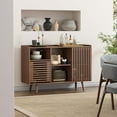 thumbnail image 3 of Storage Cabinet, 47.2" Buffet Cabinet with Storage, Mid-Centery Sideboard Coffee Bar Cabinet with Silding Door for Living/Dining Room, Kitchen, Hallway, Walnut, 3 of 8