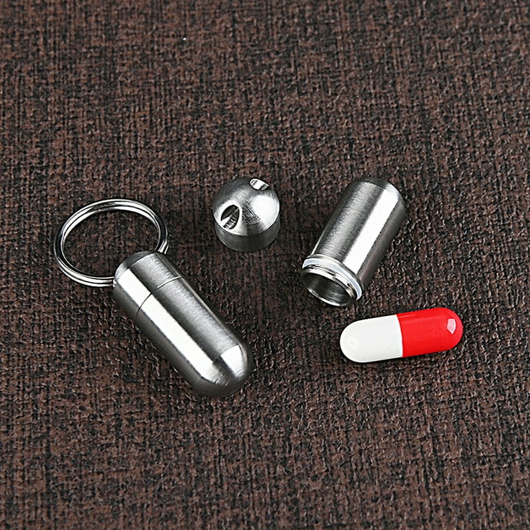 Portable Small Pill Case, Metal Pocket Mini Pill Boxes Keychain for Purse  for Tr