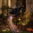 thumbnail image 4 of LOWLHOME Solar Flying Witch Garden Stake Light, Halloween Witch on Broom with Fiber Optic Glowing Trail and Pumpkin Decor, Waterproof Outdoor Yard Light for Lawn Path and Garden, 4 of 7