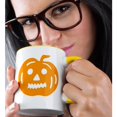 thumbnail image 2 of 3dRose, Orange Cutout Halloween Pumpkin, 11oz Two-Tone Yellow Mug, 2 of 7