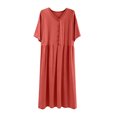 thumbnail image 2 of Bixock Women Plus Size Nightgowns Loungewear Nightshirts Sleep Dress Short Sleeve Button Placket Loose Solid Color Indoor Home Homewear Sleepwear Women Clothings, 2 of 5