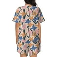 thumbnail image 3 of Kdxio Lilies Flowers Print Pajamas Sets for Women Short-Sleeved Pjs with Lounge Shorts Two Piece Sleepwear S-4XL, 3 of 9