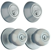Brinks 4-Piece Keyed Entry Door Knobs and Deadbolt Locks, Satin Nickel
