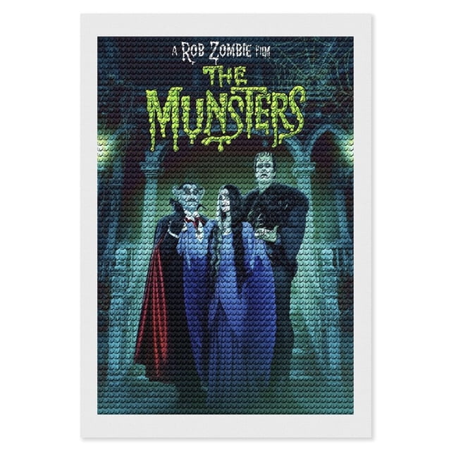 Los Munsters Kits de Pintura de Diamantes para Adultos 5D DIY Diamond Art Kits Full Drill Diamond Dots para Regalo Decoración de Pared y Relajación Artes de Gemas 20*30cm