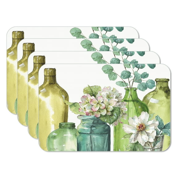 CounterArt " Plant Greenery" 4 Pack Reversible Flexible Plastic Tabletop Placemats