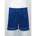 thumbnail image 4 of Raenseen Men Silky Satin Pajamas Elastic Waistband Shorts for Home Sleepwear Bottoms Swim Shorts Royal Blue XL, 4 of 5