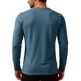 thumbnail image 4 of HAJWOH Men's Casual Front Placket Basic Long Sleeve Henley Polo Shirt Muscle Workout Athletic Tee Tops, 4 of 4