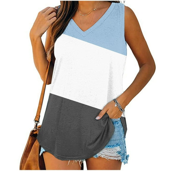 Long Tank Tops For Women Sevevn Womens Print Tank-Neck Basic Casual Flowy Summer Sleeveless T-Shirt Basic Tank Tops For Women