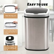 YRLLENSDAN 13 Gallon Touch Free Trash Can with Lid Auto Open, Motion Sensor Kitchen Garbage Can Stainless Steel Dustbin for Kitchen with Anti-Fingerprint Mute Trash Bin for Office Bedroom