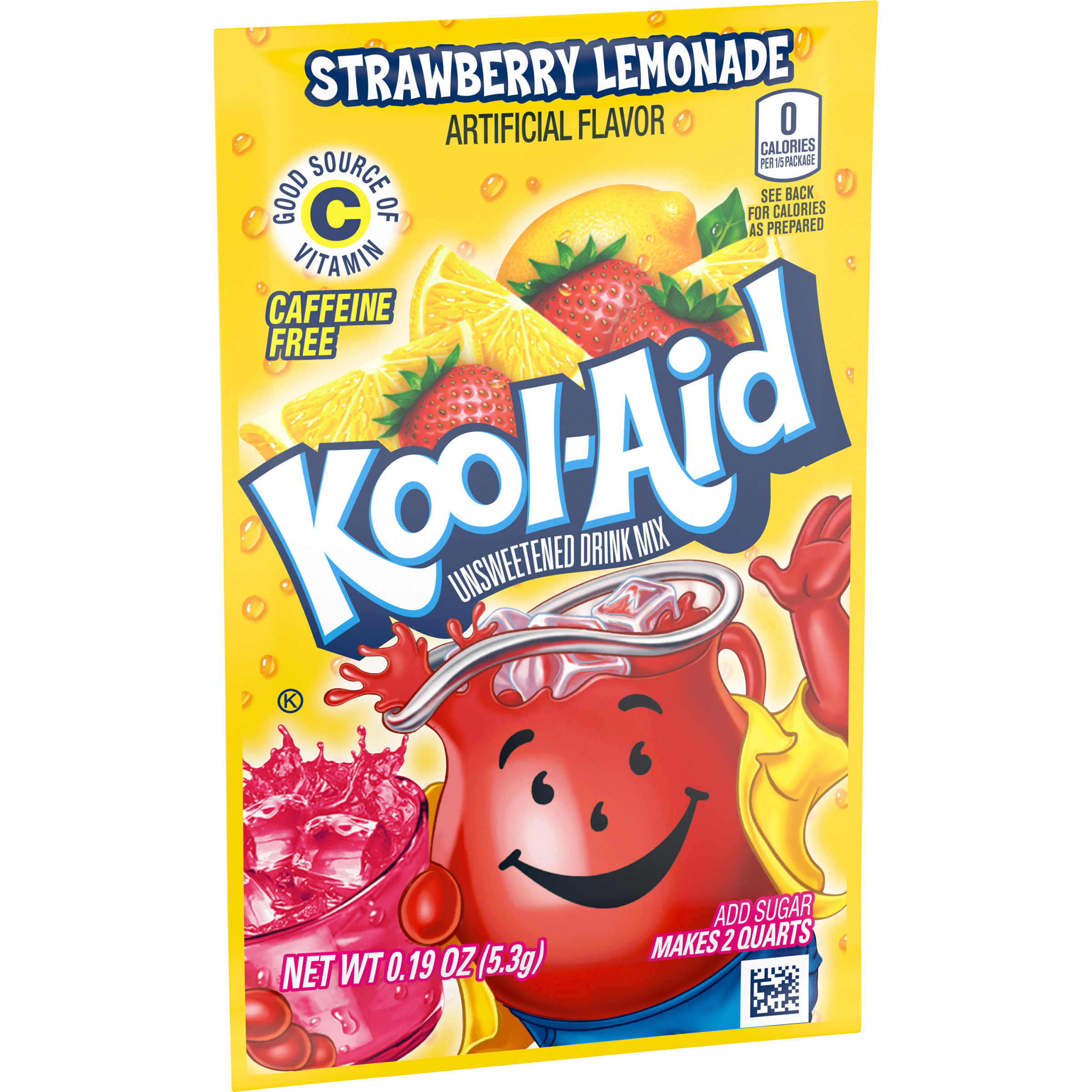 KoolAid Unsweetened Strawberry Lemonade Powdered Drink Mix, Caffeine