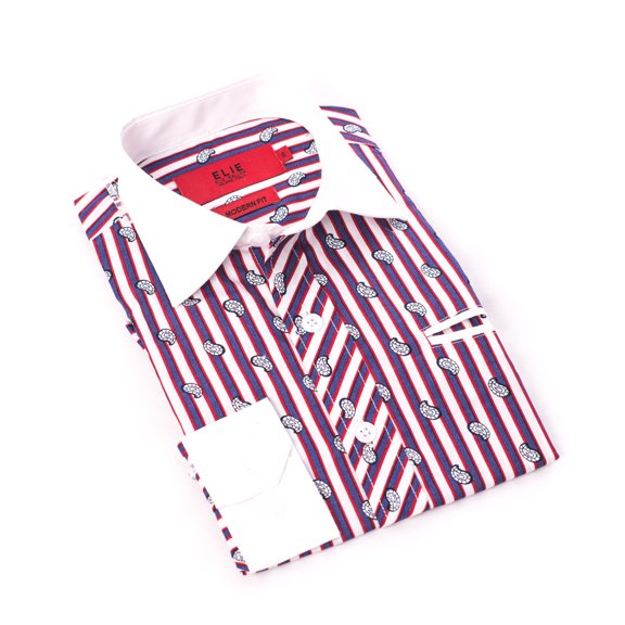 Elie Balleh Red Paisley & Strips Boys Button Down Shirt