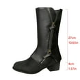 thumbnail image 4 of Dasayo Motorcycle Women Boots Black Mid-Calf Western Cowgirl Side Zip Faux Leather Low Heel Boots Women Shoes 36, 4 of 9
