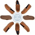thumbnail image 2 of LIFE IS GOOD Men's Plain Toe Moccasin House Shoes, 302792M - Suede Close Back Indoor/Outdoor Slip-Ons - Comfy & Durable Loafers with Cushioned Footbed & TPR Outsoles Tan/Plaid - Size 12, 2 of 8